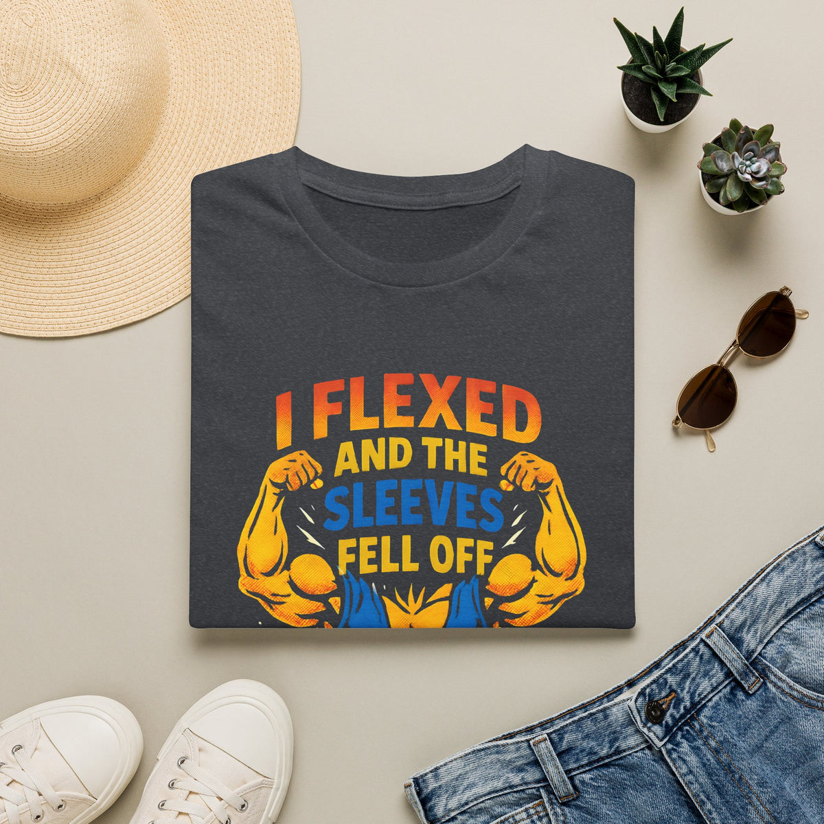 Flexed Arms Sleeves Off T-Shirt