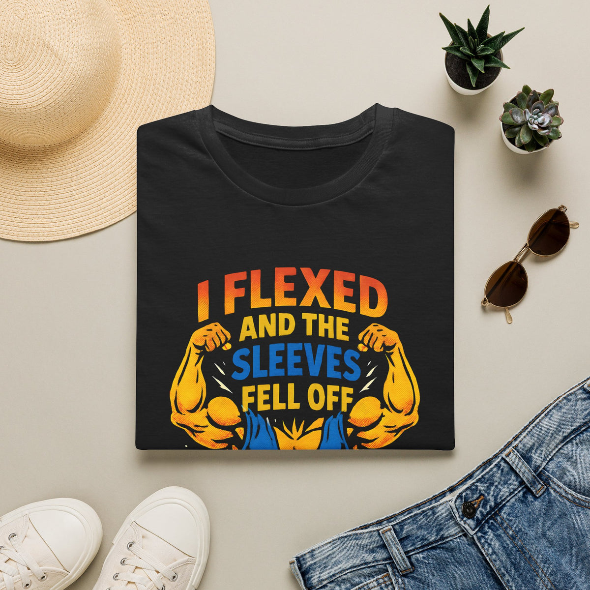 Flexed Arms Sleeves Off T-Shirt
